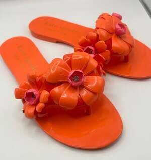 Kate Spade New York Jaylee Jelly Flat Thong Sandals in Fresh Tomato Orange